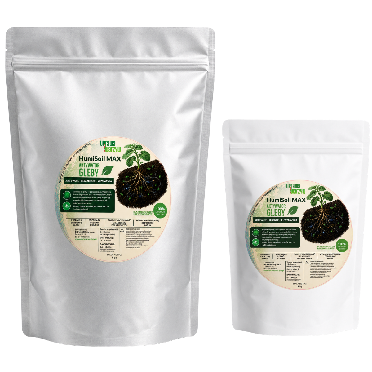 HumiSoil MAX 1 kg i 5 kg — opakowania
